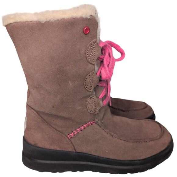 UGG I Heart Suede Shearling Lined Winter Boots Women 7 Boho Cobincore Cozy Y2K - Picture 1 of 9